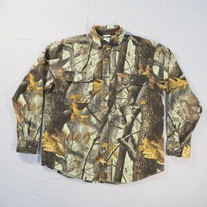 Woolrich Shirt Size Large Hardwood Camo Flannel Brushed Cotton Realtree Outdoor